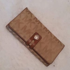 Michael Kors Signature Embroidered Tan Wallet